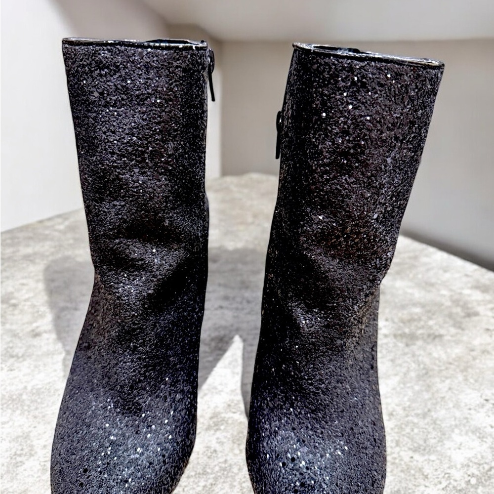 Women’s black glitter midi boots